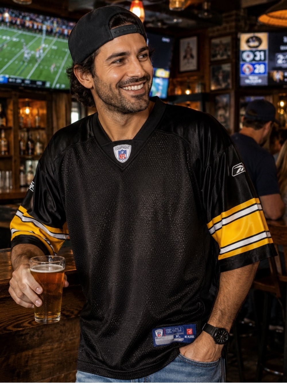 Reebok Black and Yellow Men's NFL Football Jersey